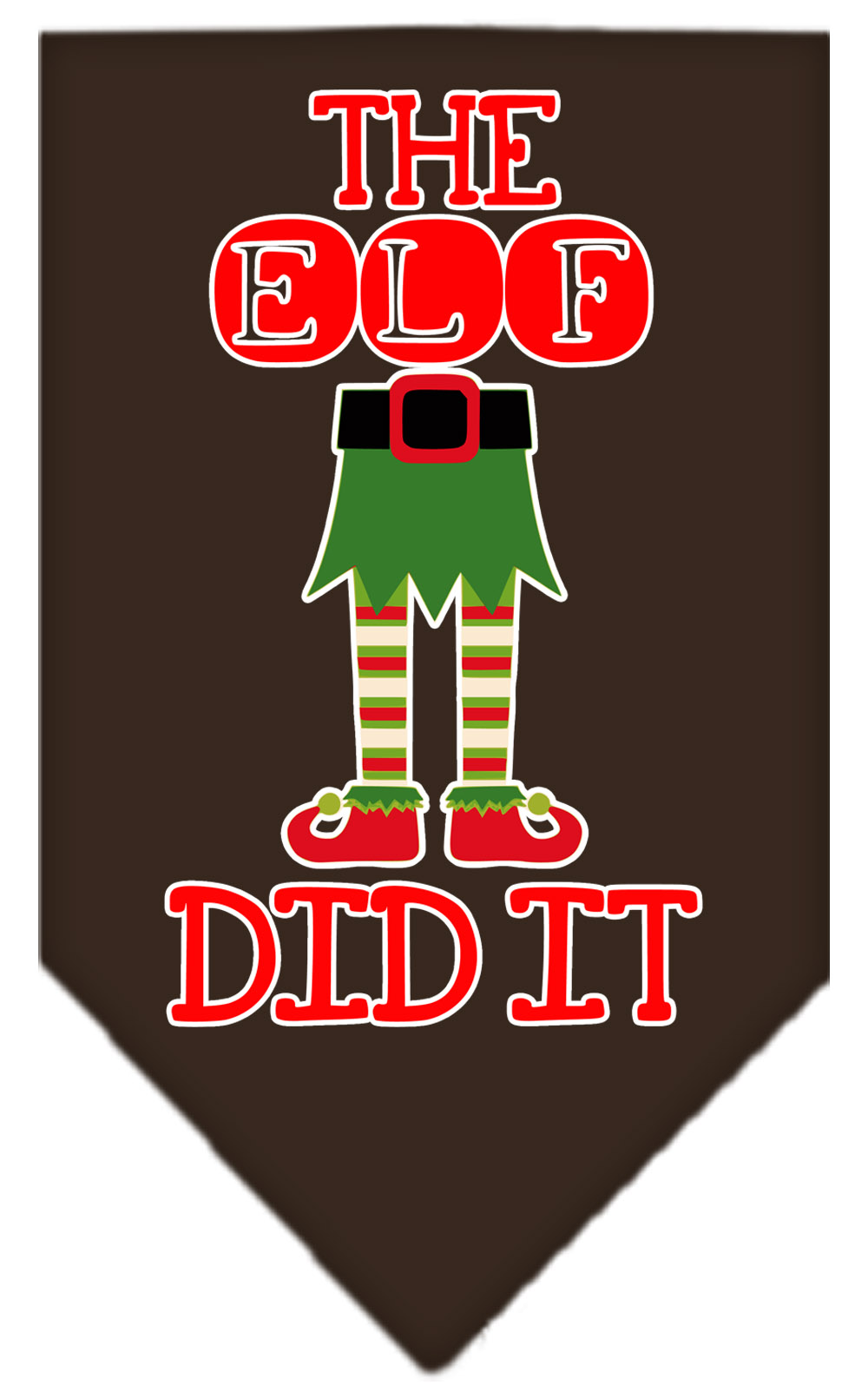 The Elf Did It Screen Print Bandana Cocoa Small